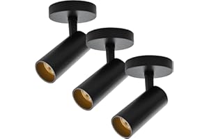 JARLSTAR LED Ceiling Spotlight 5CCT 2700K/3000K/3500K/4000K/6000K Selectable Dimmable,Spot Lights Indoor Adjustable Flush Mount Lights Fixture 12W CRI 90+ Tilt Angle Accent Lighting, Black, 3 Packs