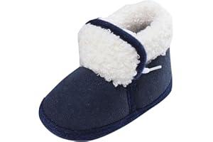 Infant Warm Fur Lined House Booties Baby Boys Girls Non-Slip Winter Slippers Snowday Platform Fuzzy Fleece Ankle Shoes