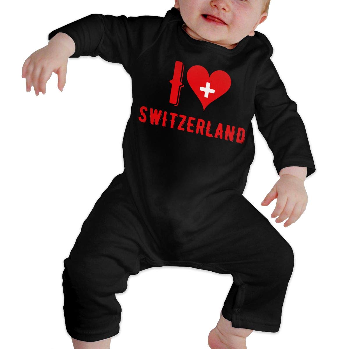 I Love Switzerland Baby Girl Long Sleeve Romper Jumpsuit Kid Pajamas