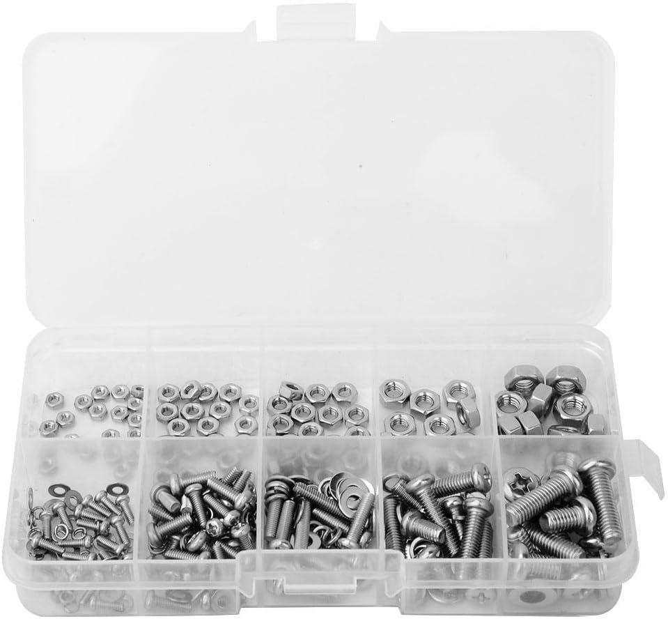 240 Pcs Cross Bolt Nut Gasket Assortment Set M2 M2.5 M3 M4 M5 Stainless Steel Fastening Tool Set