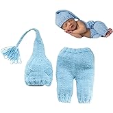 CUTEBBPHOTO Newborn Infant Photography Outfits Boy Girl Baby Photo Shoot Crochet Costume Props Fashion Knit Set Hat Pants