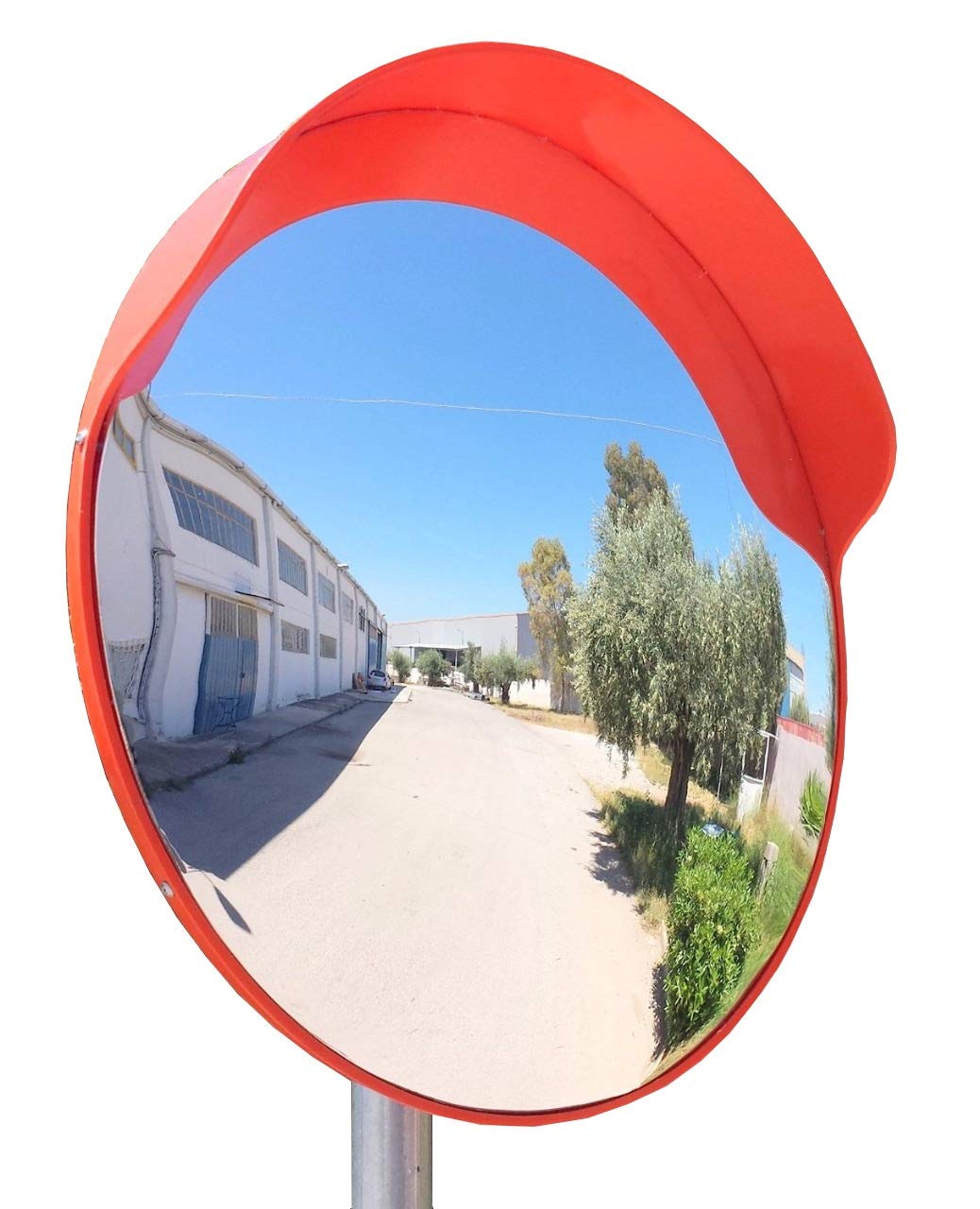 ECM-60o Convex Flexible Traffic Mirror, Diameter 60 cm (24"), for Road Safety and Shop Security with Adjustable Fixing Bracket for Pole 48 mm (1.5")