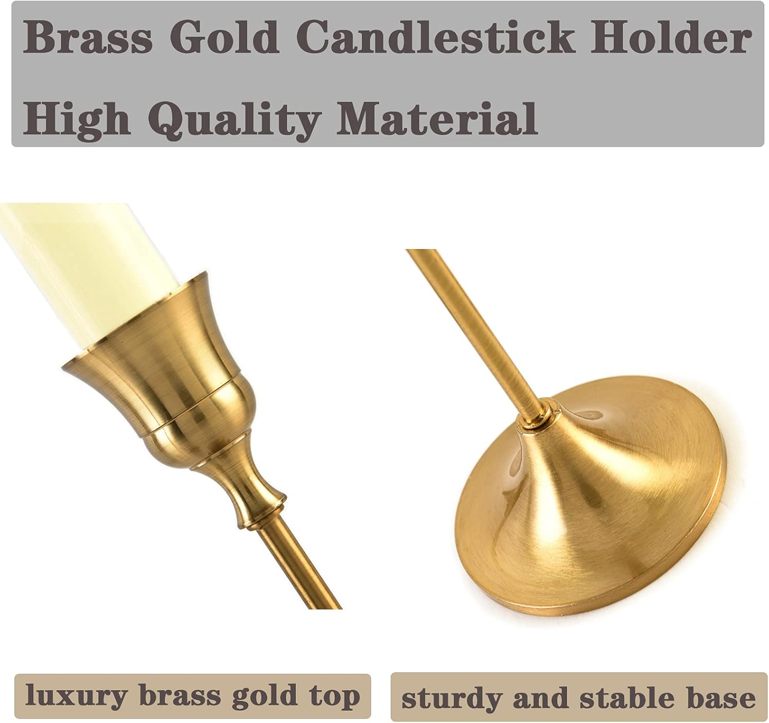Brass Gold Candlestick Holders - Set of 3 Taper Candle Holders Vintage Candlelight Dinner Metal Candlestick Holders for Reception Candlelight Dinner Ornaments, Wedding Ceremony, Party Home Décor: Kitchen & Dining