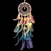 Crosszen Dream Catcher Wall Decor, Handmade Dream Catcher with LED Light, Colorful Feather Dream Catchers Wall Decor, Dreamcatchers Gift for Girls Kids Women