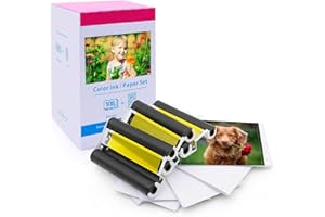 Compatible Canon Selphy CP1500 Paper and Ink KP-108IN KP108 3 Color Ink Cartridges and 108 Sheets 4 x 6 inch Paper Glossy for