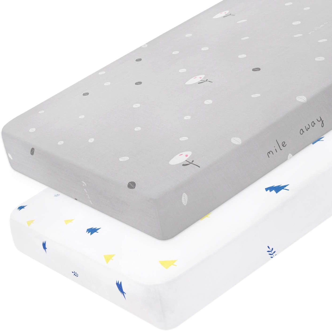 Pack n Play Stretchy Fitted Playard Sheets Set Portable Mini Crib Pack n Play Sheets Convertible Playard Mattress Pad Cover Set Soft 2 Pack