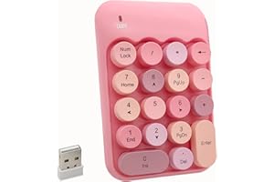 Seaciyan Wireless Number Pad, Ergonomic Cute Colorful Retro Mini Portable Numeric Keypad, 2.4G Cordless External Keyboard for