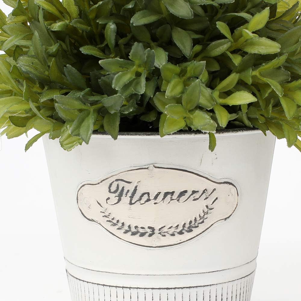 Artificial Boxwood Topiary Faux Topiary Tree Small Topiary Plants Fake Cedar Ball Shaped Topiary Plants in Metal Pot for Home Farmhouse Fireplace Indoor or Outdoor Decor -
