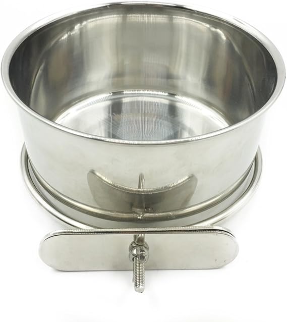 Stainless Steel Cup Pet Bowl For Cage Crate with Screw Holder Dog Cat