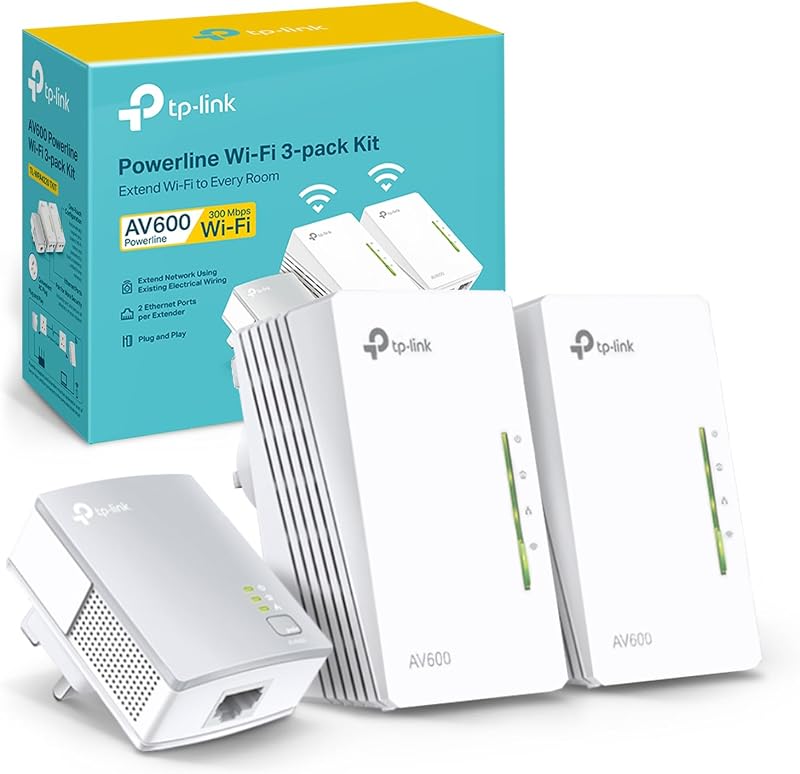 TP-Link TL-WPA4220 600Mbps Powerline Adapter Kit 2x Ethernet WiFi Extender