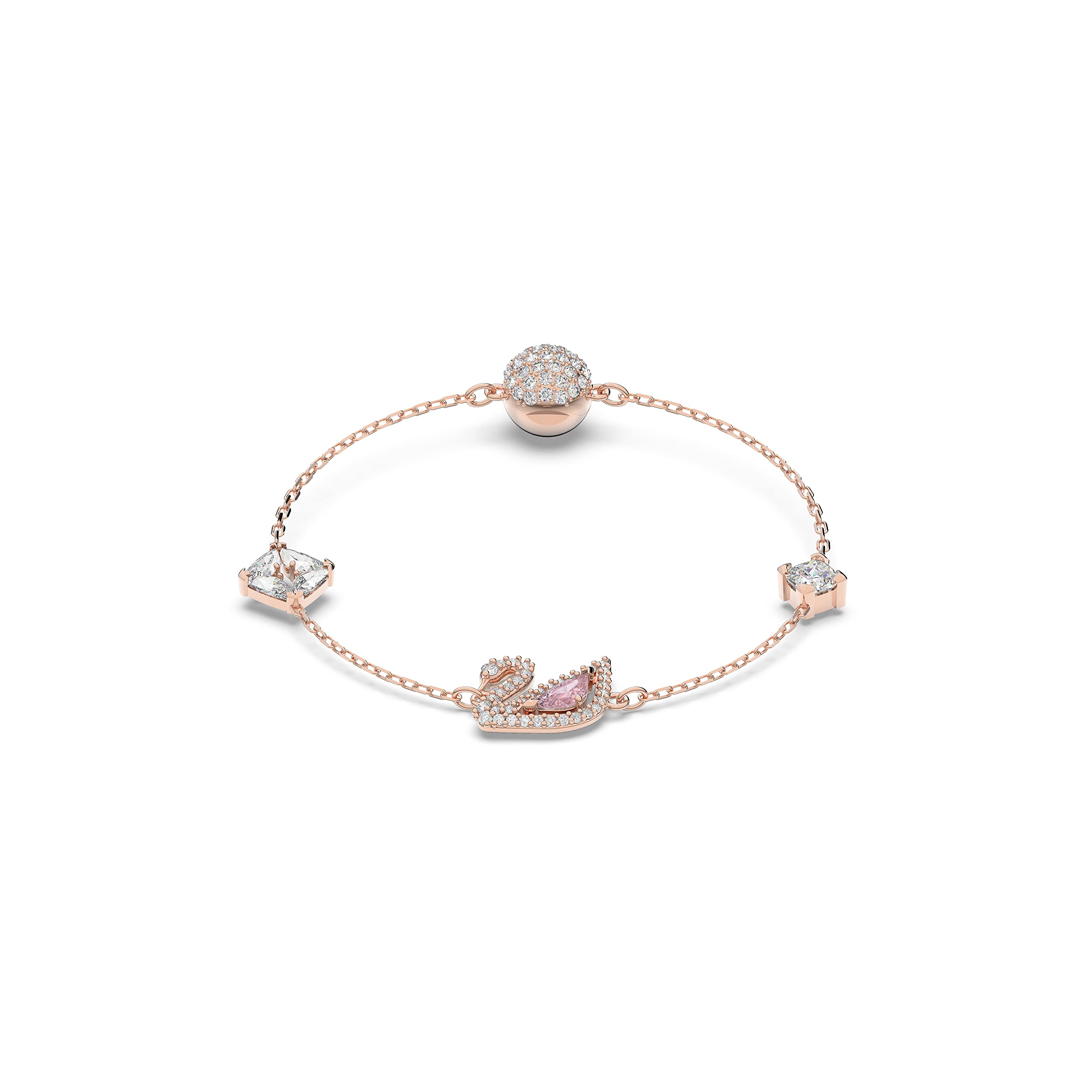 Swarovski Dazzling Swan bracelet, Magnetic, Swan, Pink, Rose gold-tone plated, M