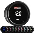 GlowShift 10 Color Digital Volt Voltmeter Gauge - Reads Battery Voltage 8-18 Volts - Multi-Color LED Display - Tinted Lens - 2-1/16" (52mm)