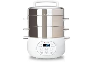 Euro Cuisine FS2500 Electric Food Steamer, Versatile Vegetable Steamer & Steam Cooker Ideal for Fish, Veggie, Meat, Stainless