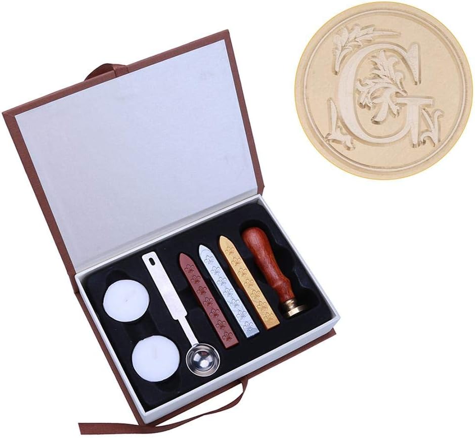 Ancient English Alphabet Letter Metal Seal Wax Stamps Sticks Candles Set (G