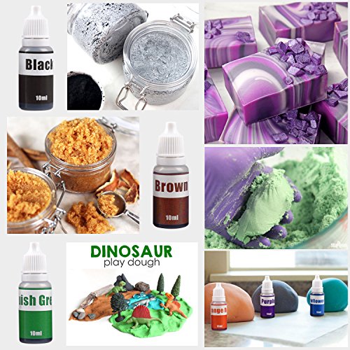 15 Colors Liquid Soap Dye Kit Food Grade Skin Safe (5.3 OZ), Vegan, Gluten-Free - Liquid Bath Bombs Colorant Set Best Soap Making Supplies (Red Black Pink Brown Lavender Lemon Yellow etc)