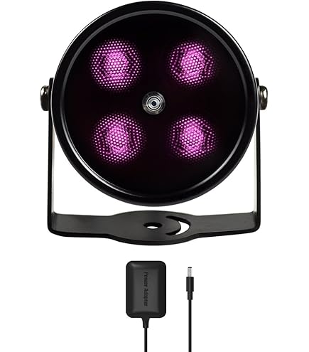4 LED étanches] Illuminateur infrarouge grand angle de 90 degrés longue portée, 24,4 m 850 nm avec adaptateur d'alimentation pour vision nocturne CCTV et caméra de sécurité IP