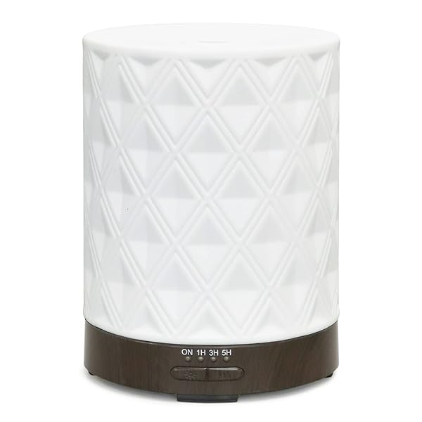 EARNEST LIVING ESSENTIAL OIL DIFFUSER FOR LARGE ROOM WHITE CERAMIC 250ML AROMATHERAPY DIFFUSER WITH 4 TIMERS 7 NIGHT LIGHTS AND AUTO OFF FUNCTION FOR HOME GIFT