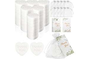 60 Sets Scented Heart Soap Favors for Guests Baby Shower Favors Soaps Thank You Gifts with Thank You Tags Drawstring Organza 