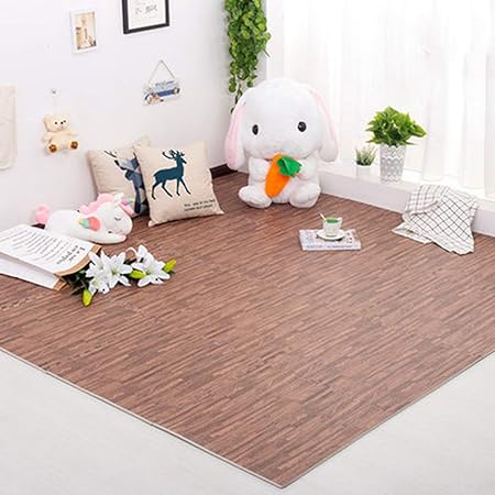 Amazon Co Jp Qifengdianzi ジョイントマット 木目調 厚み1cm 36枚セット おしゃれ パズルマット プレイマット サイドパーツ付き ベビー 赤ちゃん 子供部屋 大判 厚手 転倒防止 北欧 カーペット 衝撃吸収 防音 滑り止め 汚れ防止 防湿 おもちゃ