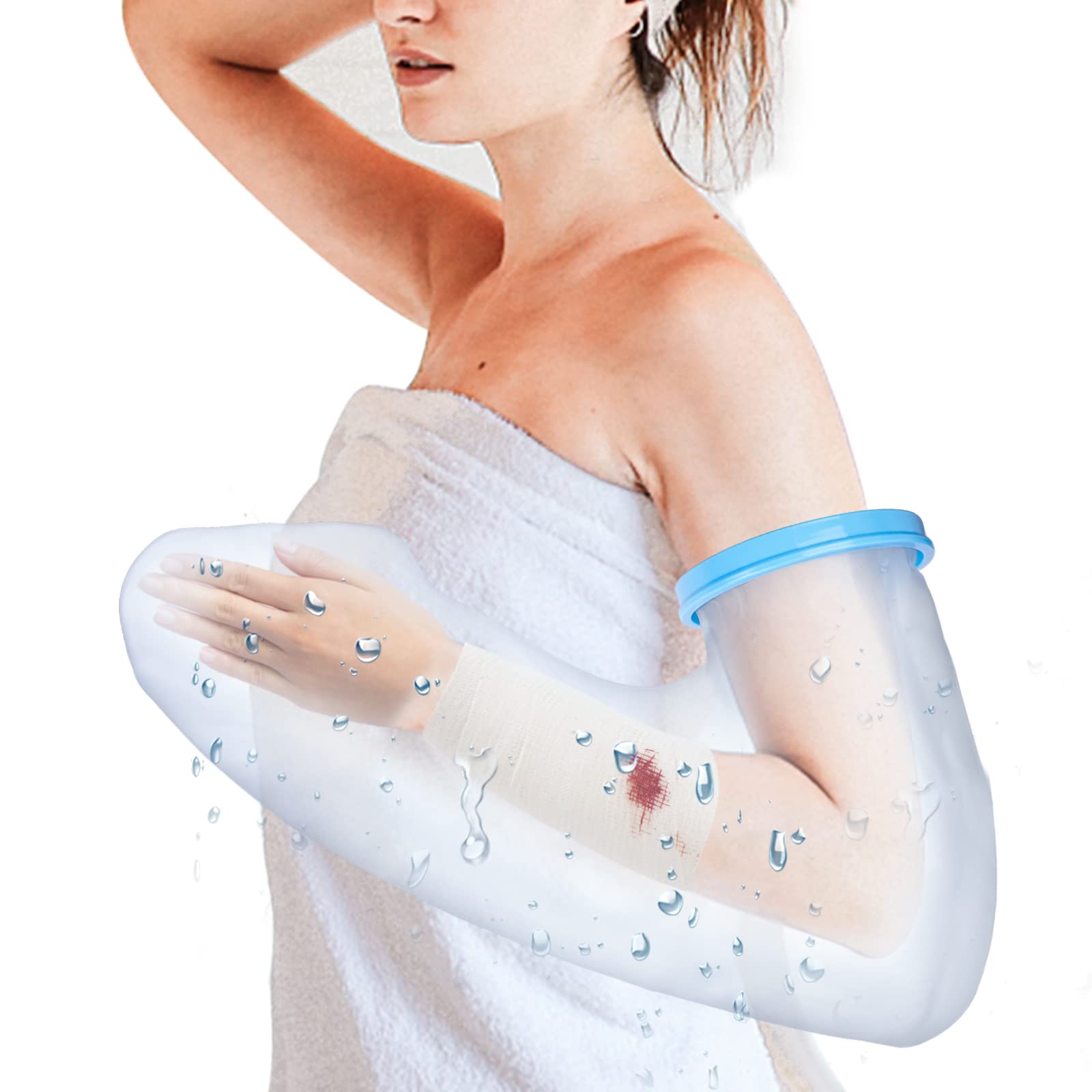 SUPERNIGHT Waterproof Full Arm Cast Cover Protector for Shower, Reusable Adult Cast Sleeve Bag Cover to Keep Wound and Bandage Dry, Waterproof Cast Cover for Broken Hand, Elbow, Wrists, Arms
