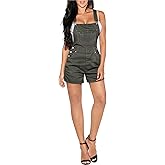 Hybrid & Company Women Denim Shorts Rompers Sleeveless Adjustable Strap Overalls Cross Back Jumpsuit