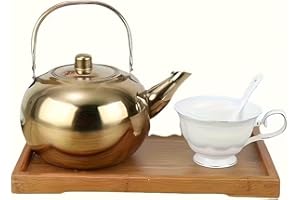 Large Capacity Tea Infuser – 1L Stainless Steel Teapot, Sealed Design to Keep Drinks Warm for 1-2 Hours - GOLD