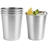 Luxgola 4 Pack 8oz Stainless Steel Cups, Stainless Steel Stacking Beer Pint Cups, Stainless Steel Water Tumbler for Home, Party, Camping, Outdoor, Stackable Drinking Glasses, Reusable, BPA Free