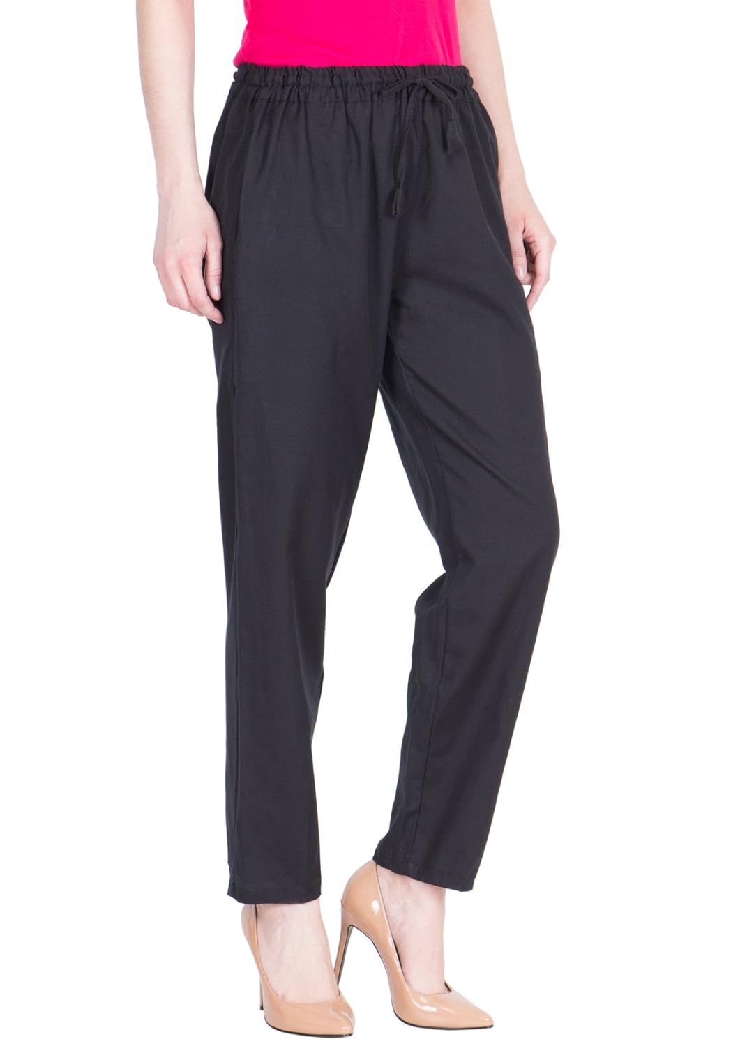 lujoso solid regular fit cotton palazzo pant for women's