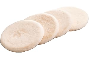 SHENGOCASE Round Faux Rabbit Fur Pet Bed Kneading Cushion, 16 inches, Cat Tree Tower Replacement Pad, 4-Pack (White)