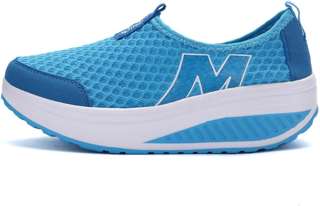 SAGUARO Ladies Toning Rocker Shoes Womens Mesh Slip On Wedges Tennis