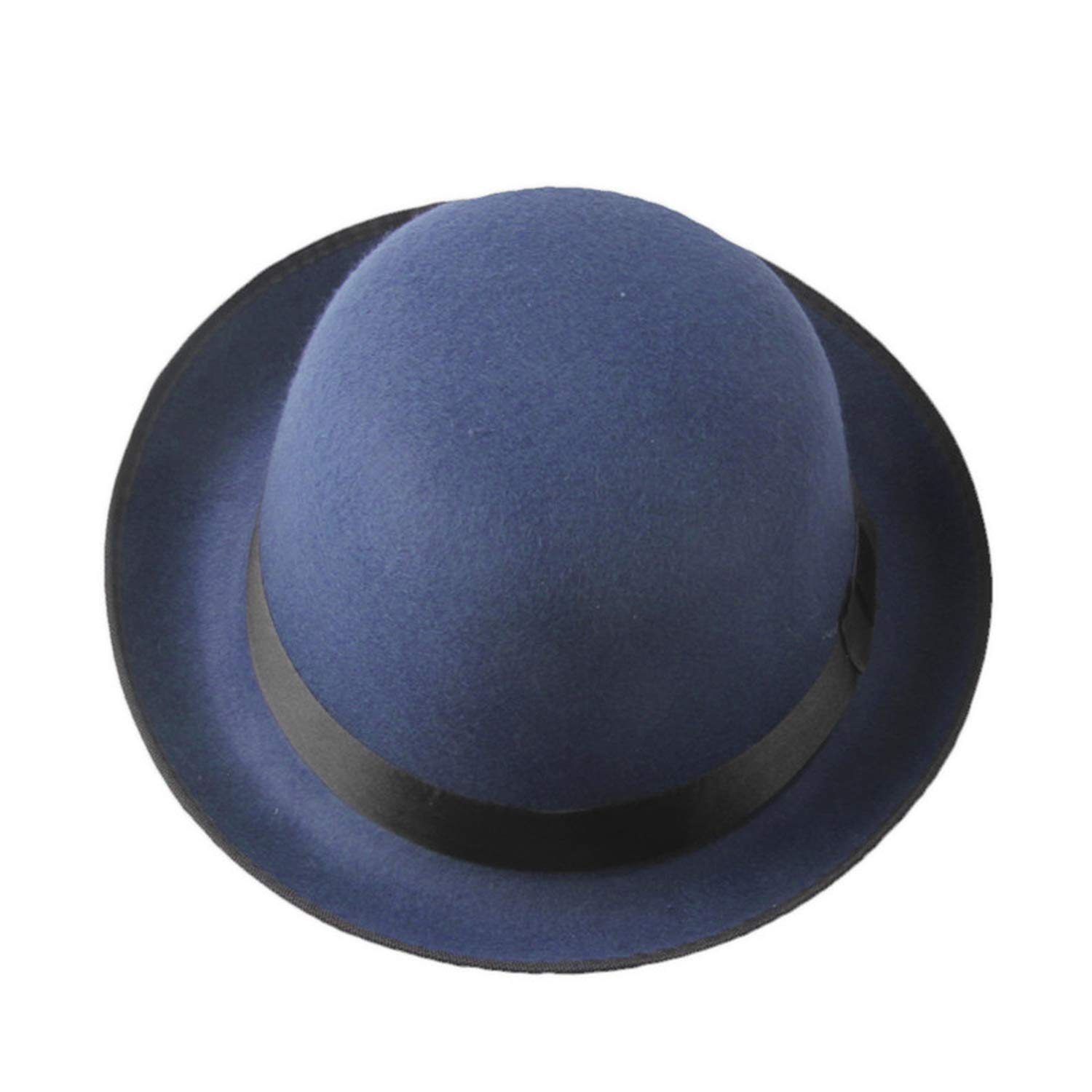DOSOMI Retro Hard Felt Women Men Fold Brim Billycock Round Top Crown Bowler Derby Hat Size57cm