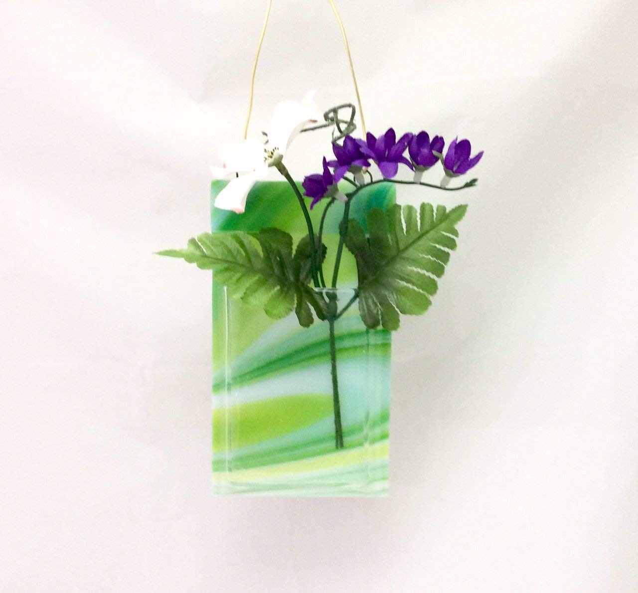 Amazon Com Pocket Vase Turquoise Green Swirl Fused Glass Wall