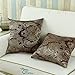 Pack of 2, CaliTime Supersoft Throw Pillow Covers Cases for Couch Sofa Home Decor, Vintage Damask Floral, 18 X 18 Inches, Coffee