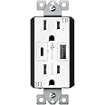 TOPGREENER USB Outlet, USB Type C Wall Outlet with 30W Power Delivery, 15A Duplex Tamper-Resistant Receptacle, USB Charger fo