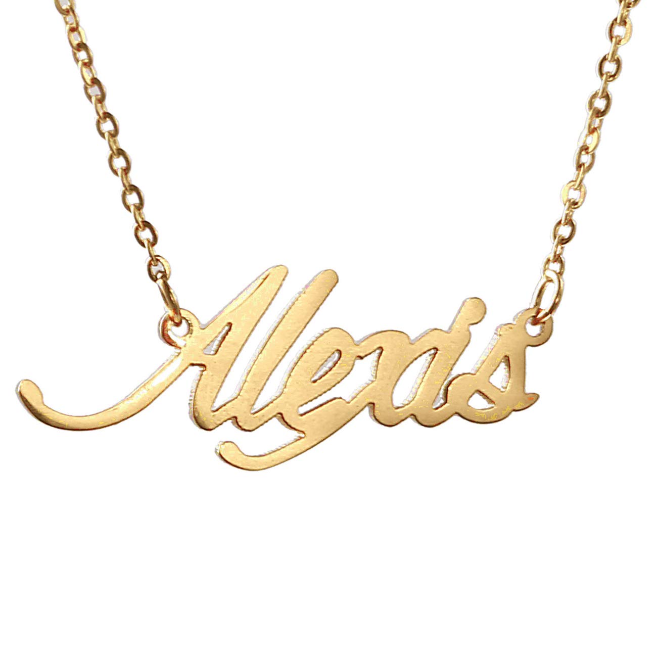 Name Necklace Pendant Chain 18K Gold Plated Cute Gift For Women Girls, Alexis eBay