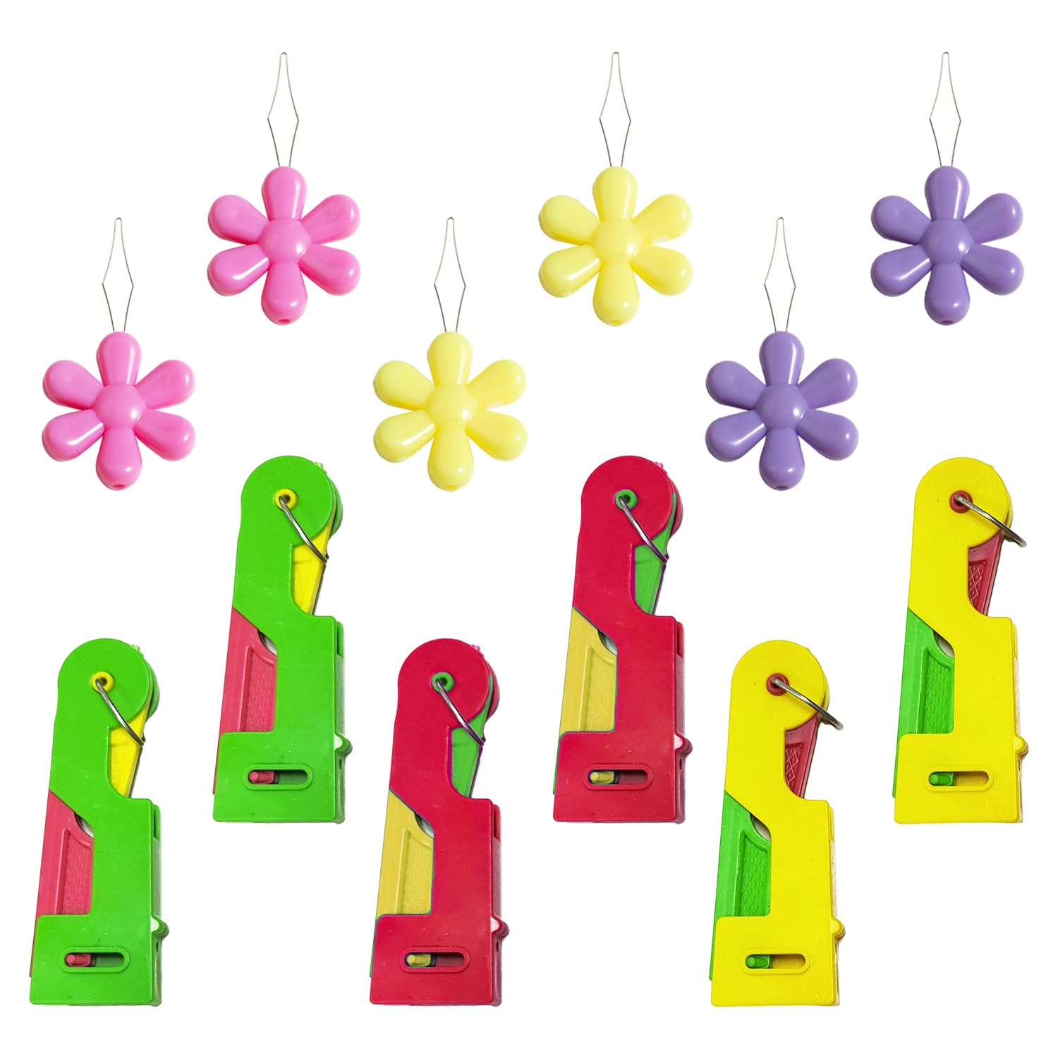 12-Piece Automatic Needle Threader, Advanced Sewing Needle Set, Hand and Machine Sewing, Mini Floral Needle Threader, DIY Tool Needle Threader