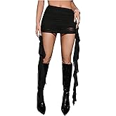 Milumia Women's Mesh Ruffle Trim Ruched Mini Skirt Low Waisted Bodycon Club Skirts