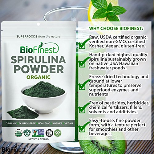 image for Biofinest Spirulina Powder - 100% Pure Freeze-Dried Vitamins Superfood