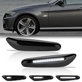 Gempro Sequential White LED Side Marker Light Turn Signal Lamps for BMW E84 E81 E82 E87 E88 E90 E91 E92 E93 E46 E53 X3 E83 X1 Smoke Len, 2PCS
