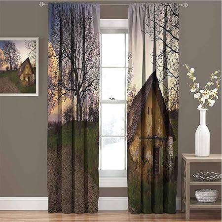 Juego de cortinas opacas rústicas para jardín de infantes (84 x 108 cm