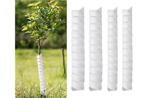 FCENDS Tree Trunk Protector,4 Pcs Plastic Spiral Tree Guard, Plastic Tree Bark Wraps to Protect Bark from Animals and Lawn Mowers (White-4PCS)