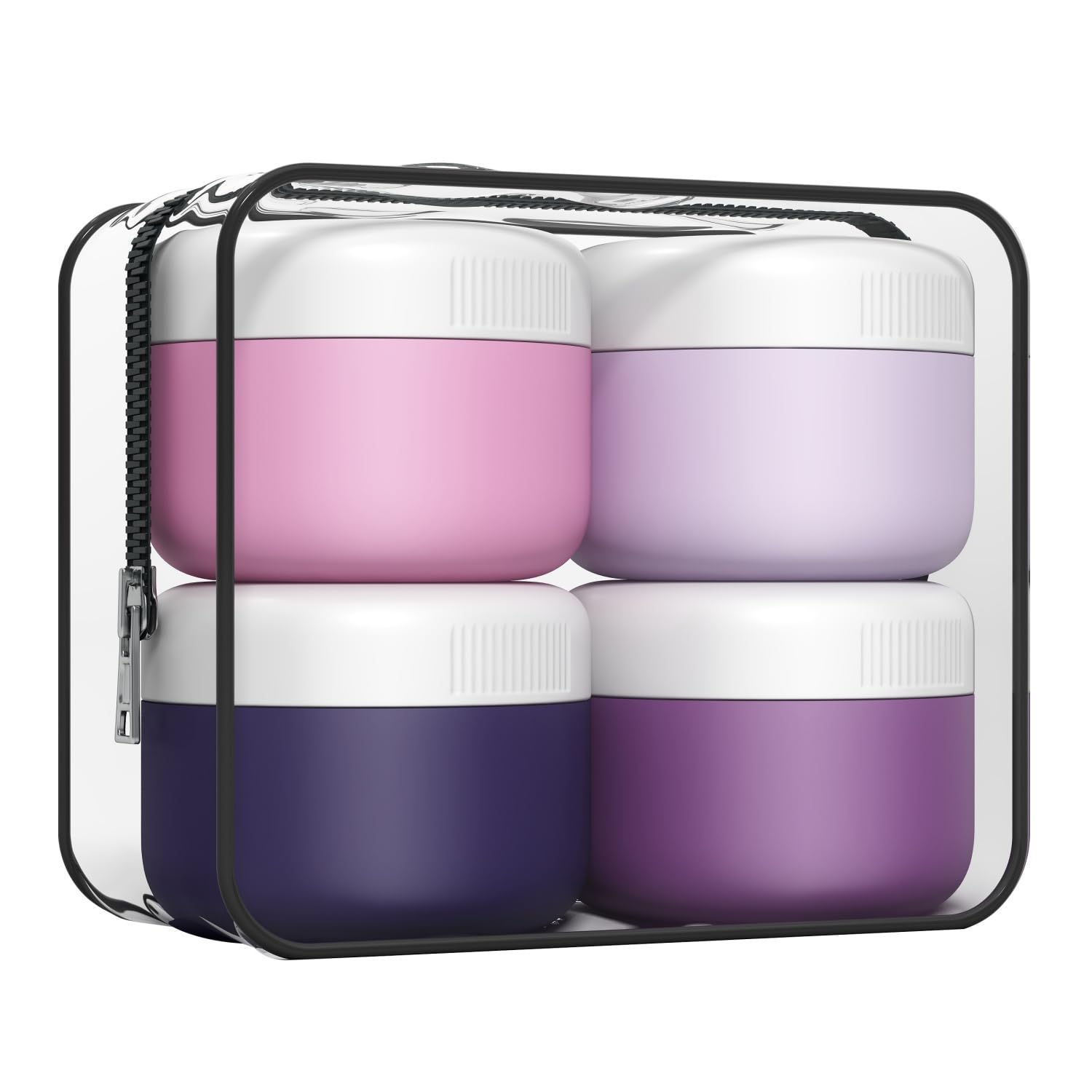 Travel Pots, 40ml Containers for Toiletries, Silicone Cream Jars with Spatulas Tool and Clear Bag,TSA Approved Mini Travel Size Containers,Leak-proof Essentials for Cosmetic,4 Pack