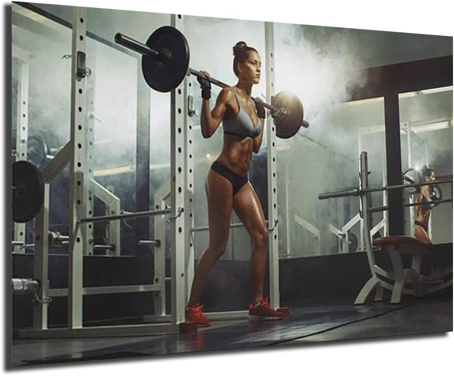 Weight Lifting Legs Pose Fitness Woman Gym Canvas Painting Oil Print Poster Wall Art Picture For Living Room Home Decor (No Framed,24x36inch)