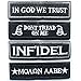 4 pcs Tactical Velcro Patch Set - In GOD We Trust, Don't Tread on Me, Molon Labe, Infidel Moral Decorative Embroidered Badge appliques (Black)