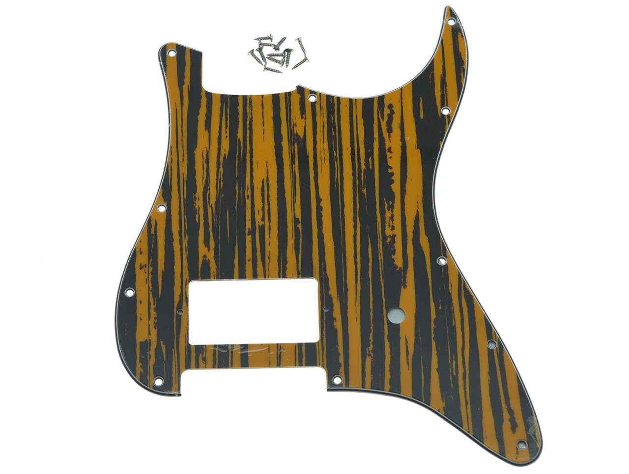 KAISH 11 Hole ST/Strat Style One Humbucker Guitar Pickguard Scratch Plate for Delonge Stratocaster/Strat Tawny Stripe