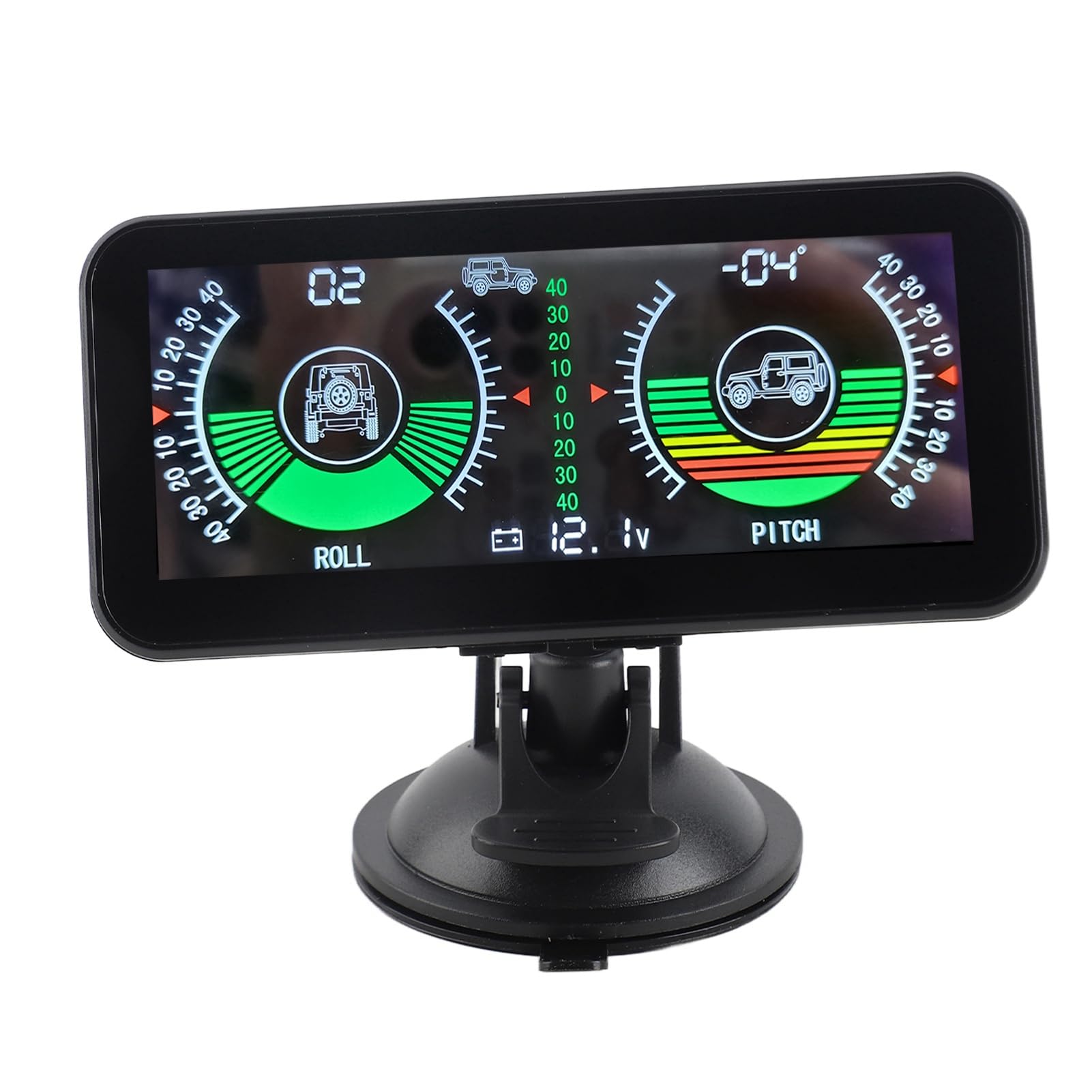 Focket Universal Car Inclinometer, Level Tilt Meter with Alarm Alerts, Gradient Balancer Tool, Outdoor Luminous Angle Slope Meter for Off Road Vehicle and Self Driving Travel Supplies