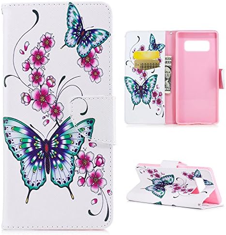 Galaxy Note 8 Case, Wallet Flip Folio Case Kickstand Card Slots Kawaii Colorful Painting Shiny PU Leather Wallet Shockproof Soft TPU Rubber Bumper Ultral Slim Wallet Cover for Samsung Galaxy Note 8