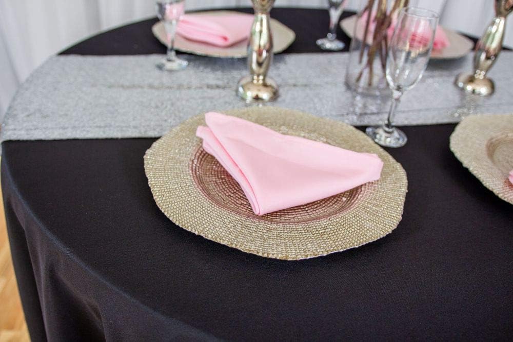 LinenTablecloth 120-Inch Round Polyester Tablecloth Black: Home & Kitchen