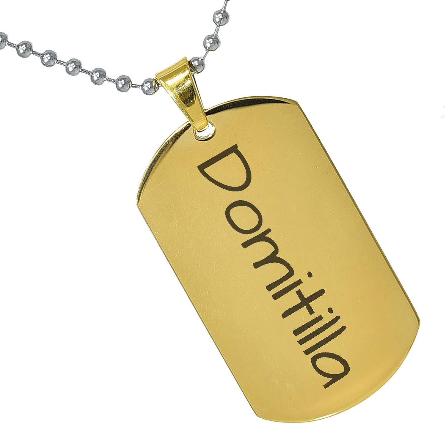 Best Quality Tungsten King Stainless Steel Baby Name Domitilla Engraved Gold Plated Gifts For Son Daughter Parent Friends Significant Other Initial Quote Customizable Pendant Necklace Dog s 24 Ball Chain Clothing Free