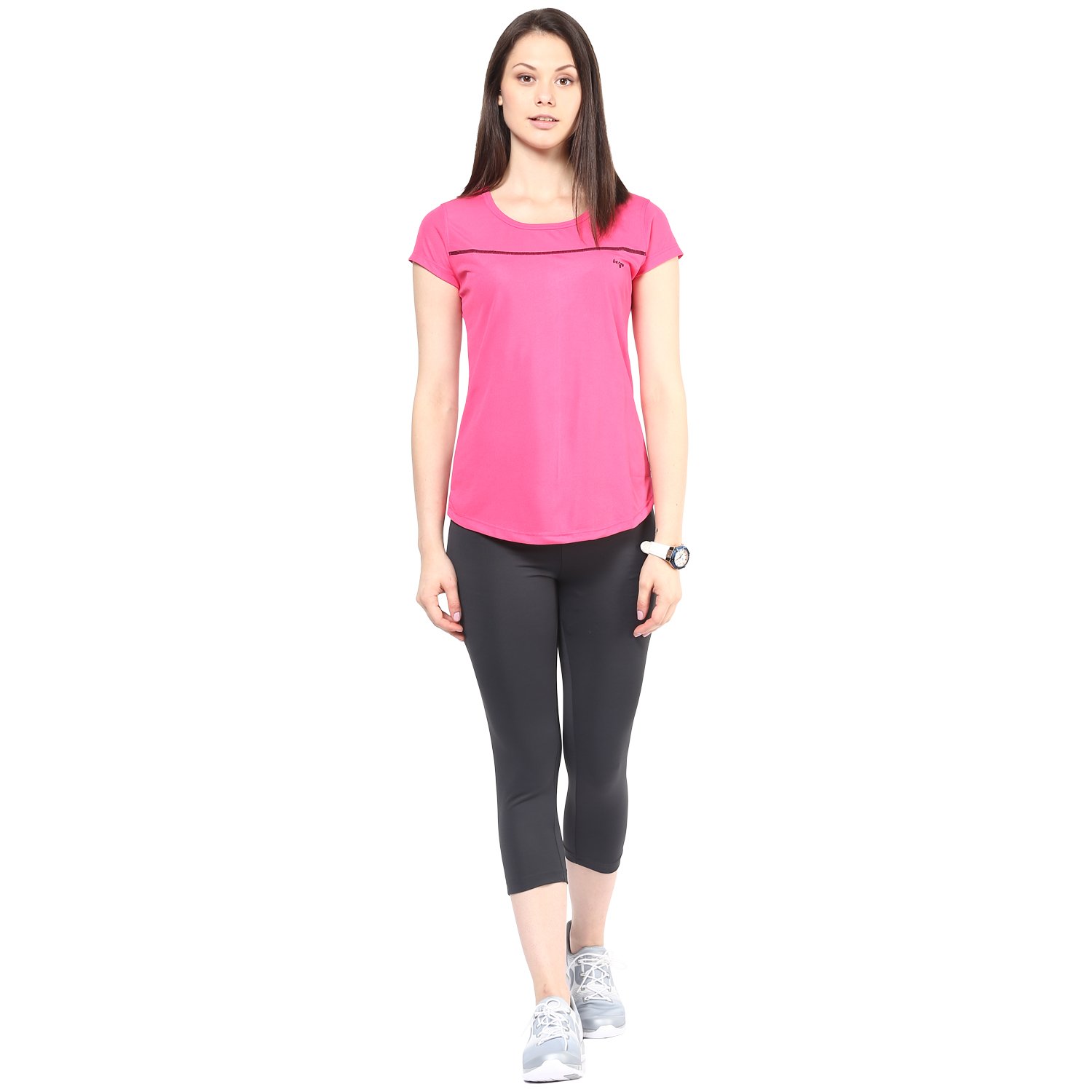 berge women's instadry round neck pink tee